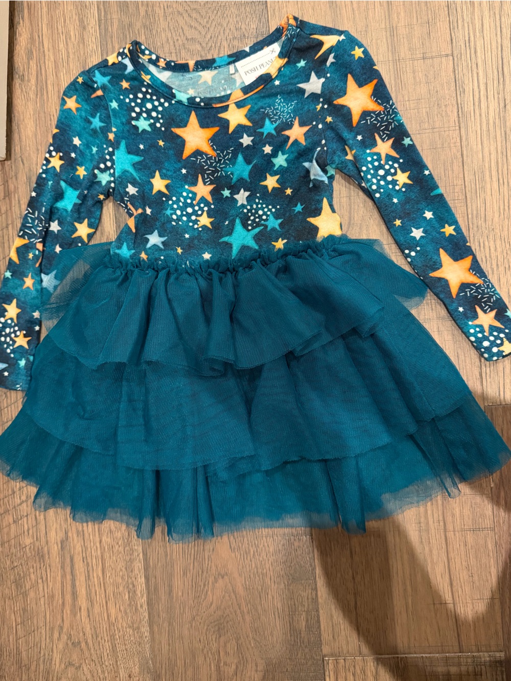 Posh Peanut Teal and Yellow Star Tulle Dress